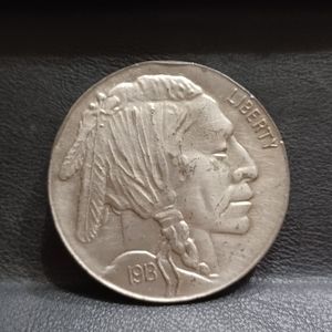 Vintage Indian Head Buffalo Nickel Belt Buckle 3" x 3"